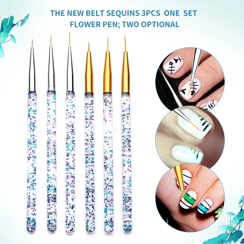 3 шт./компл. набор кистей для ногтей Nail Art кисть подводки маникюрные щетки