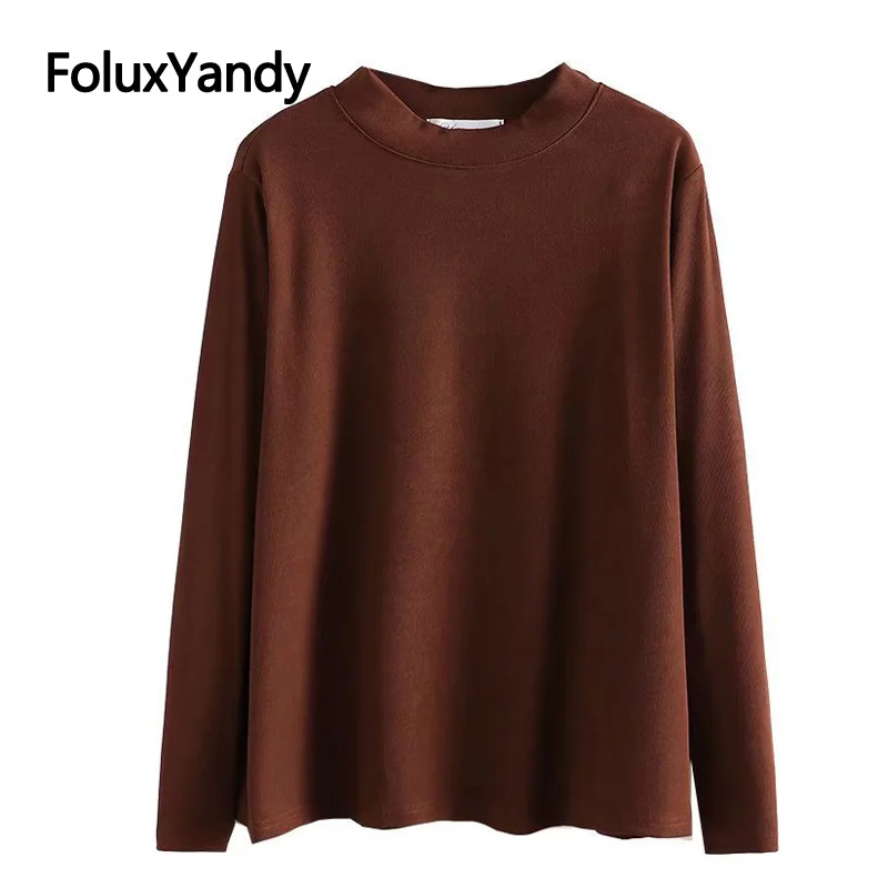

New Spring Autumn Women Basic Tops Plus Size Tops Loose Casual Long Sleeve Turtleneck T-shirt 3XL 4XL KKFY5769