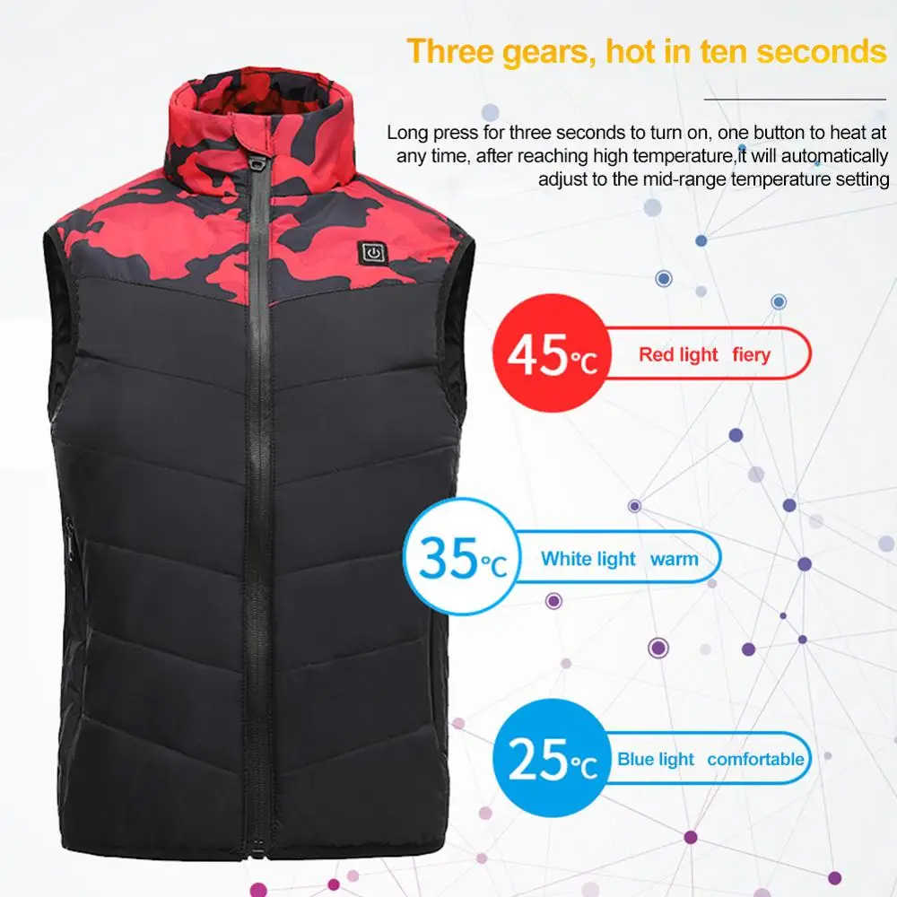 

Children's Lightweight Smart Heating Cotton Vest USB Infrared Electric Heating Warm Jacket for Outdoor Fishing Hunting Camping