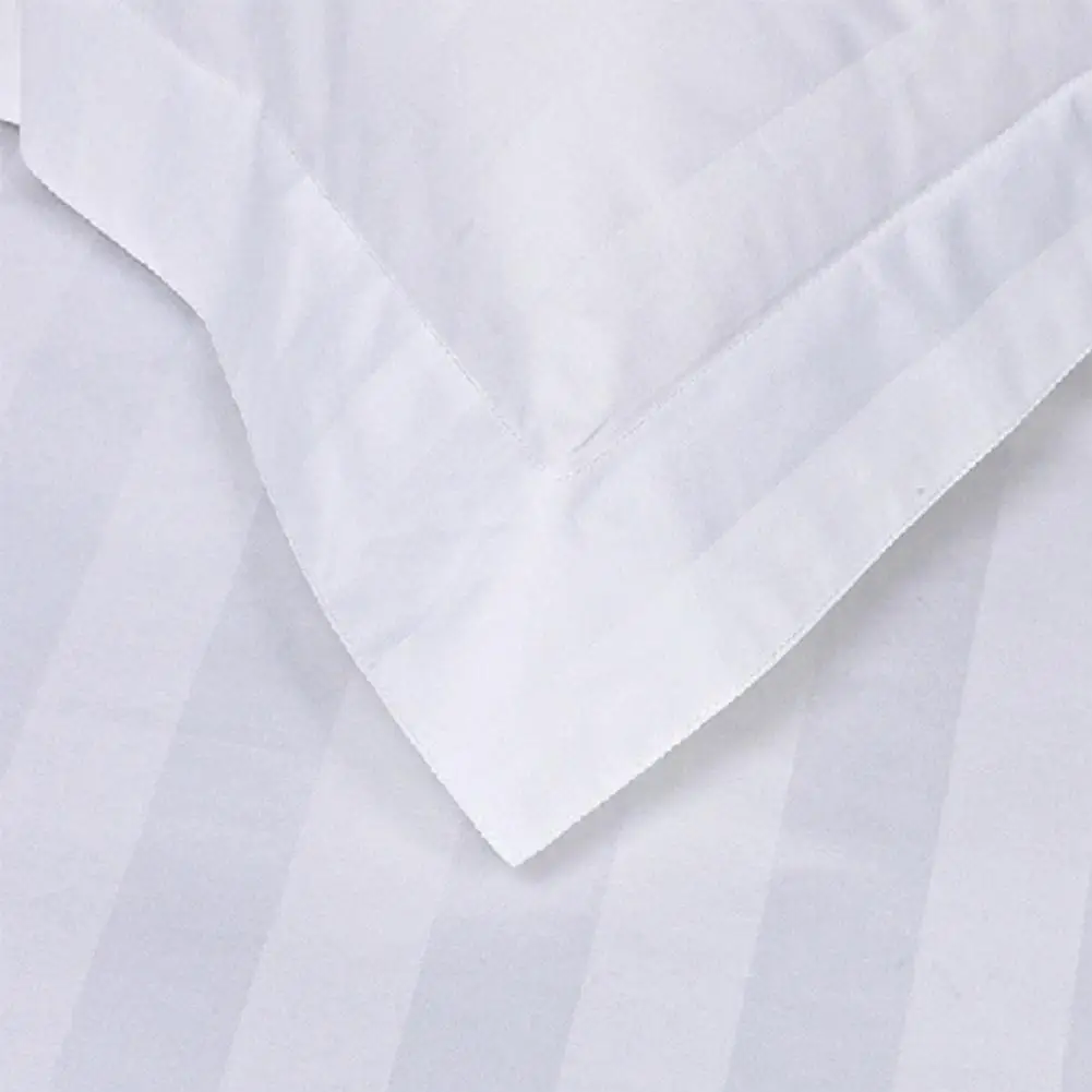 

J1 Exquisite White Satin Stripes Bedspread Solid Color Flat Sheet for Hotel Home Supplies