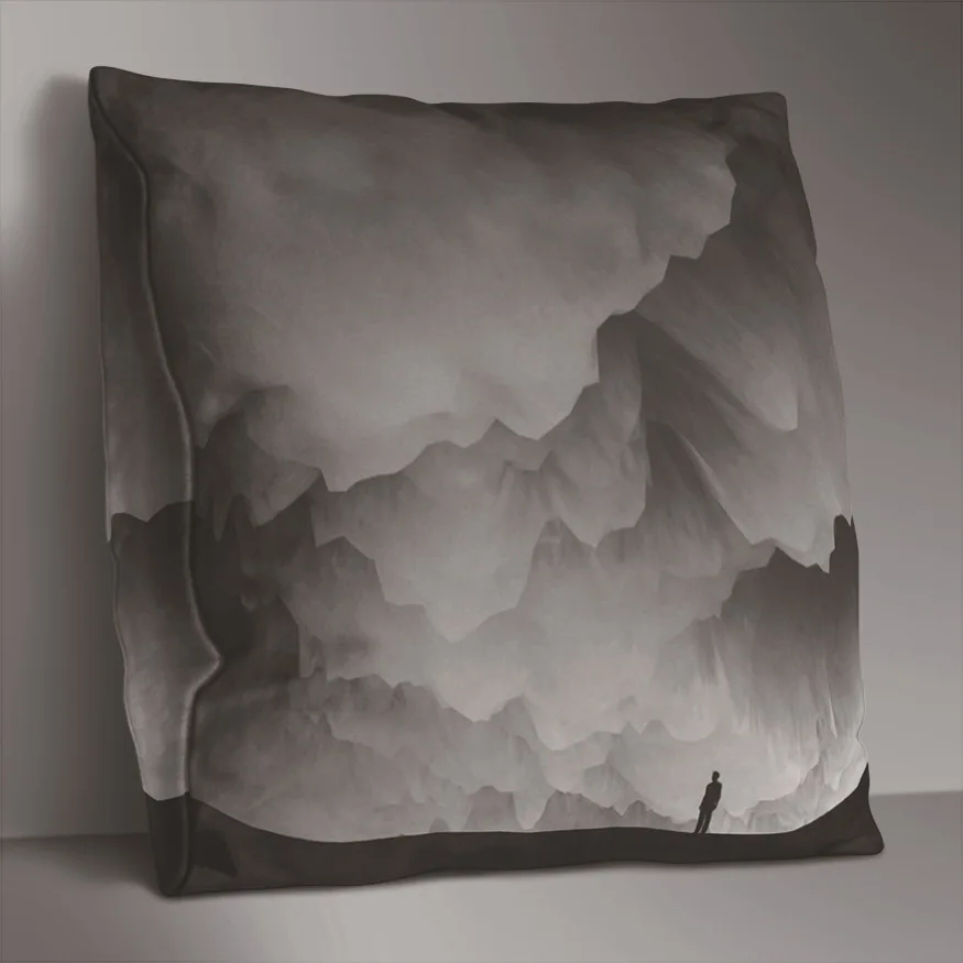 

Two Side Print Pillowcase Color Cushion Decorative Premium Gray Geometric Mountain Pattern Soft Creative Nordic Character