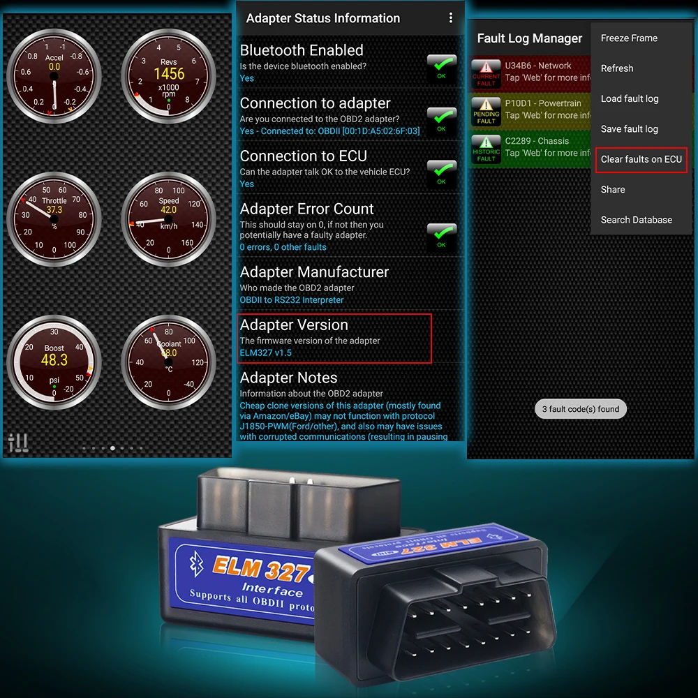 OBDII диагностический сканер ELM327 PIC18F25K80 Bluetooth V1.5 чип OBD2 считыватель кодов ELM 327 V2.1 25K80