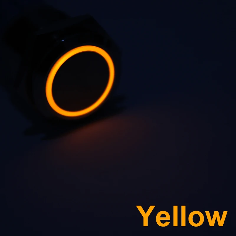 yellow light 16 мм металлический кнопочный переключатель кнопка включения Водонепроницаемый на плоской подошве круглая кнопка Светодиодный светильник с встроенной функцией спуска затвора само-кнопка сброса 1NO1NC 6V 12V - Цвет: yellow light