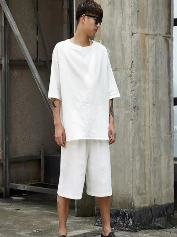 Футболка мужская льняная Повседневная оригинальная большая дышащая модная