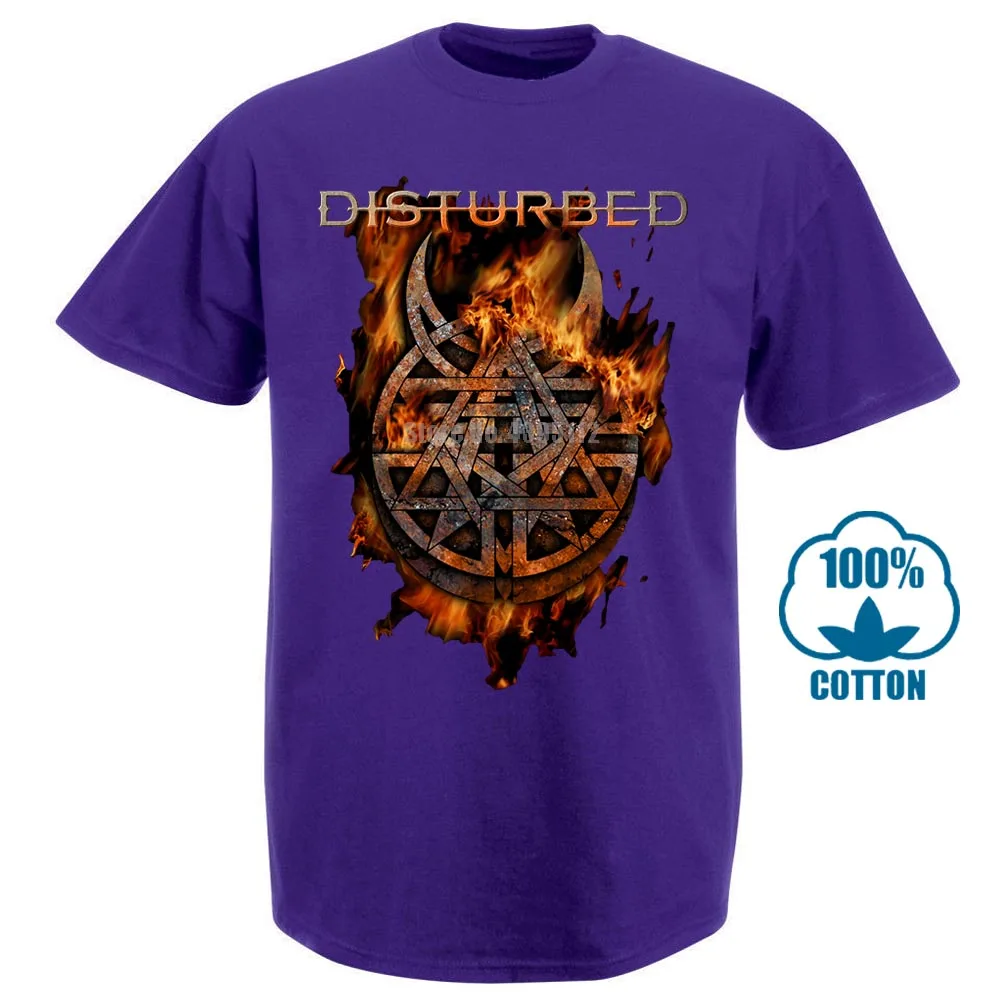 Футболка, новая брендовая рубашка с надписью «distursed Burning Belief», размеры s, m, l, Xl, Xxl, Официальная футболка, футболка с металлической лентой, новая брендовая повседневная одежда - Цвет: Фиолетовый