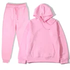 Спортивный костюм для фитнеса 2 шт., Однотонный женский спортивный костюм, пуловер с капюшоном, спортивные штаны, свитшот, повседневные брюки, комплект спортивной одежды для мужчин