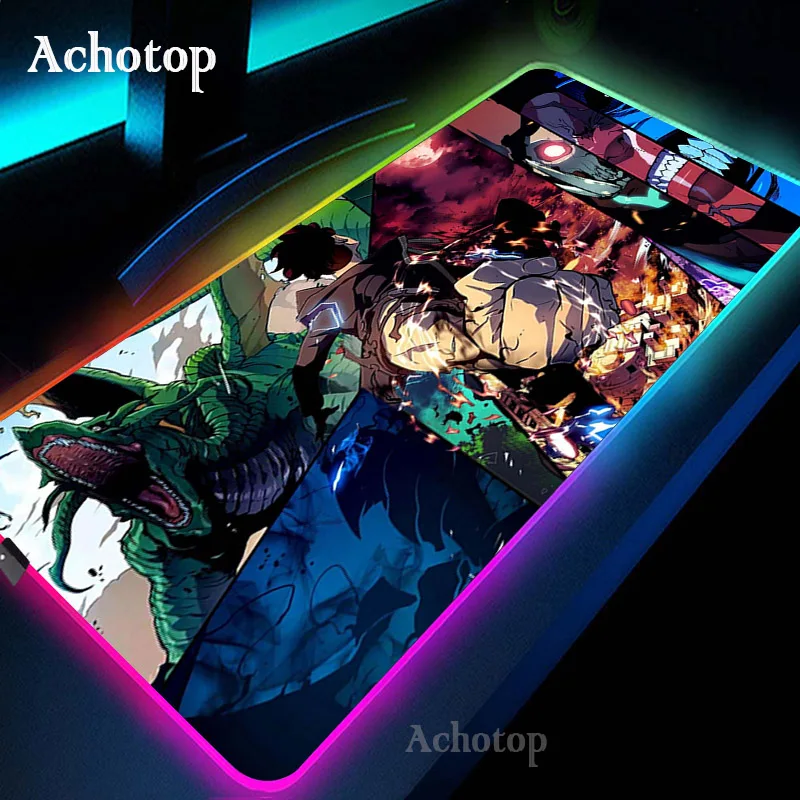 solo leveling top quality gaming player desk laptop rubber mouse mat rgb led light large anime mouse pad desk mat with backlit free global shipping