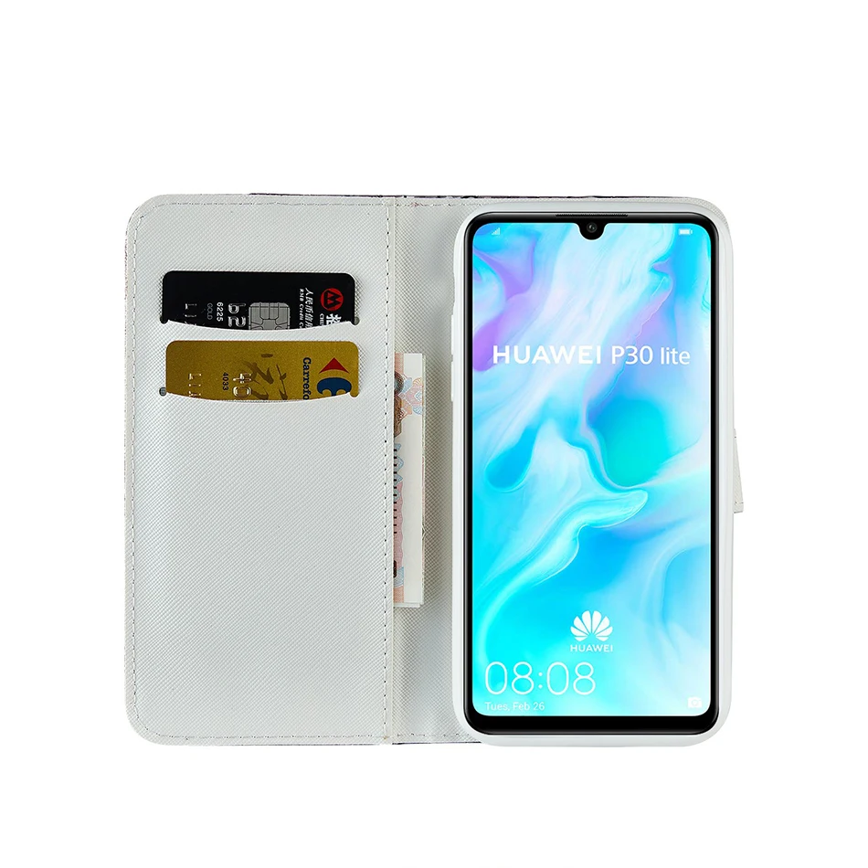 Чехол-книжка с лазерной пудрой для Huawei P30 Lite P20 P Smart Y5 2018 Y6 2019 Honor 8A 7S Mate 20 Nova 3i P40