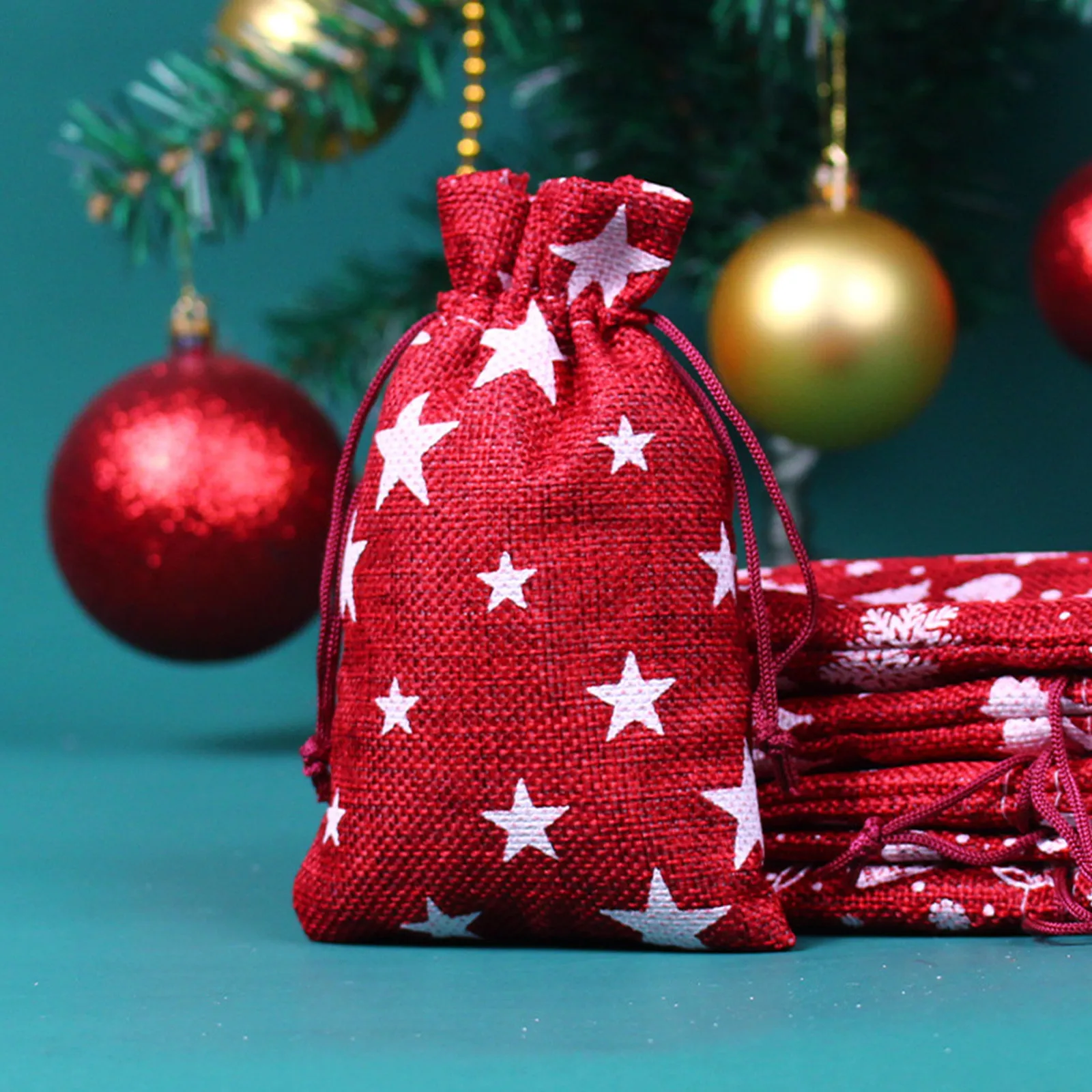 

Merry Christmas Candy Bag Santa Gift Bag Snowflake Drawstring Bag Christmas Decorations For Home New Year 2022 Noel Presents d5