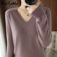 womens sweater autumn winter 2021 pull femme white pullover women sweaters warm soft womens jumper v neck woman sweater loose
