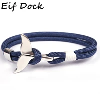 eif dock shark tail whale anchor bracelet for men women fashion dark blue nylon rope chain paracord bracelet male wrist bands