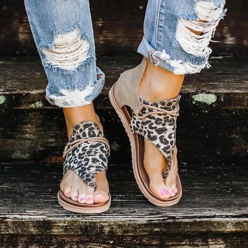 

2021 Hot Women's Sandals Leopard Pattern Large Size Snake Rome Sandals Women's Anti-slip Hot Selling Wedges Summer Casual Shoes