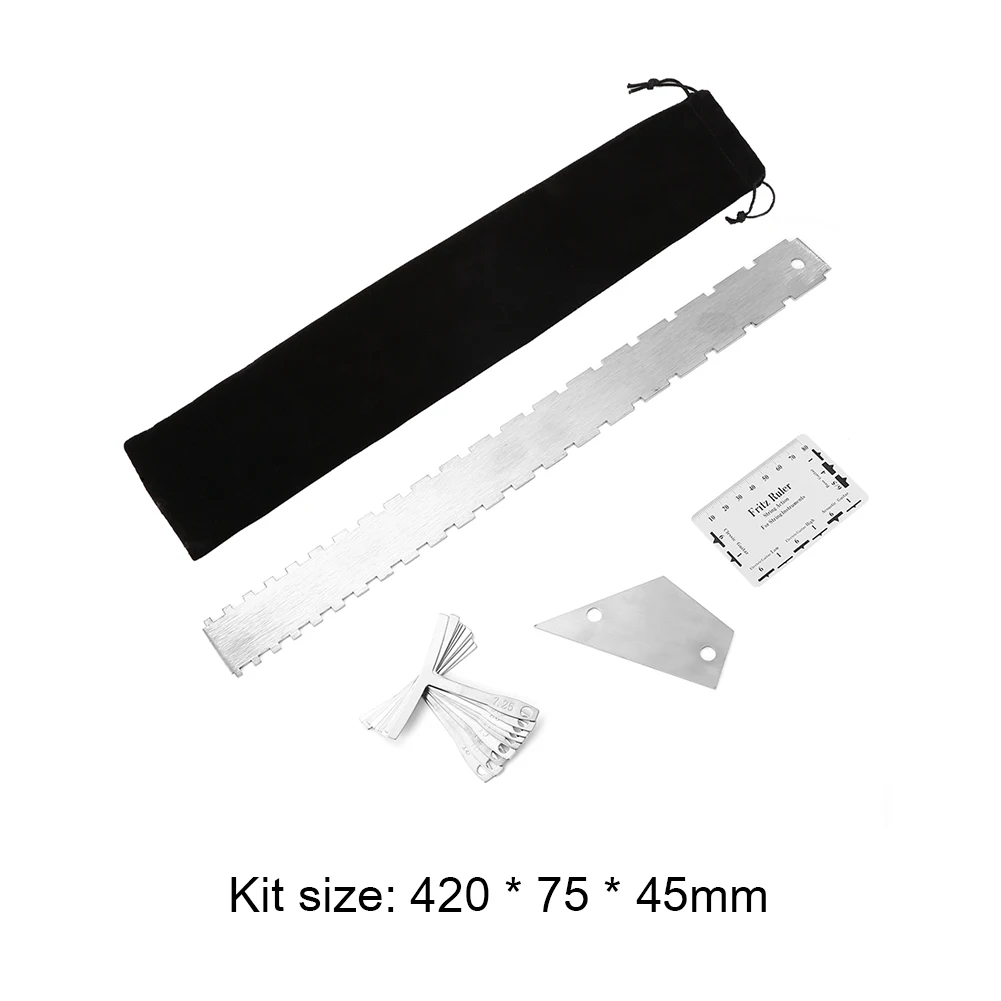 

Guitar Luthier Measuring Tool Kit with Notched Straight Edge String Action Ruler Stainless Steel Guitar Builder Luthier Tools