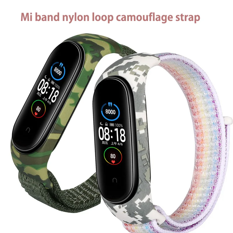 

Nylon Loop Camouflage Strap for Xiaomi Mi Band 6 5 4 3 Velcro Bracelet Sports Replacement Wristband for Miband 6 5 4 Watchband