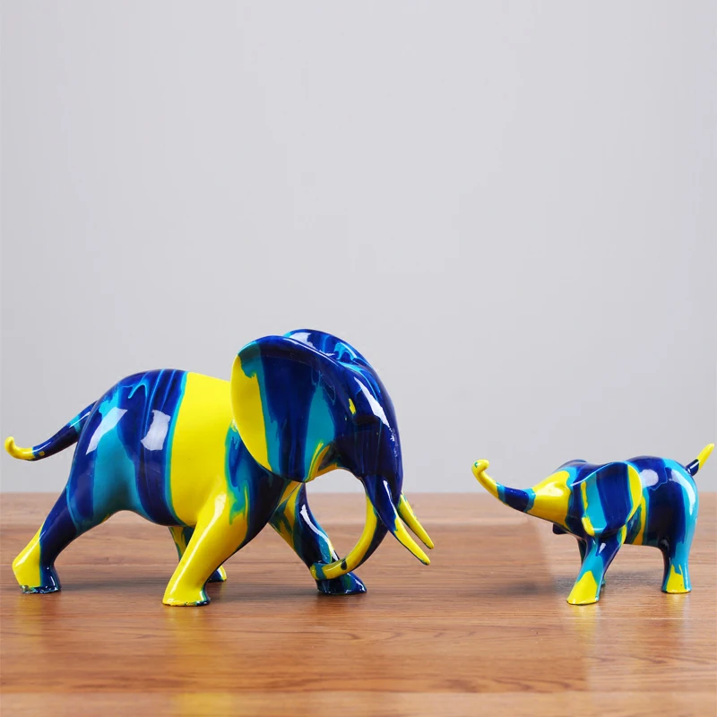 Модный всплеск цвета статуя слона украшение для дома счастливые матери и ребенка