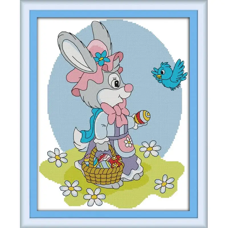 Joy Sunday Mother Rabbit Cute Cartoon Home Decor Handmade Cross-stitch Set DIY Needlework Painting Counted Print On Canvas14CT | Дом и сад
