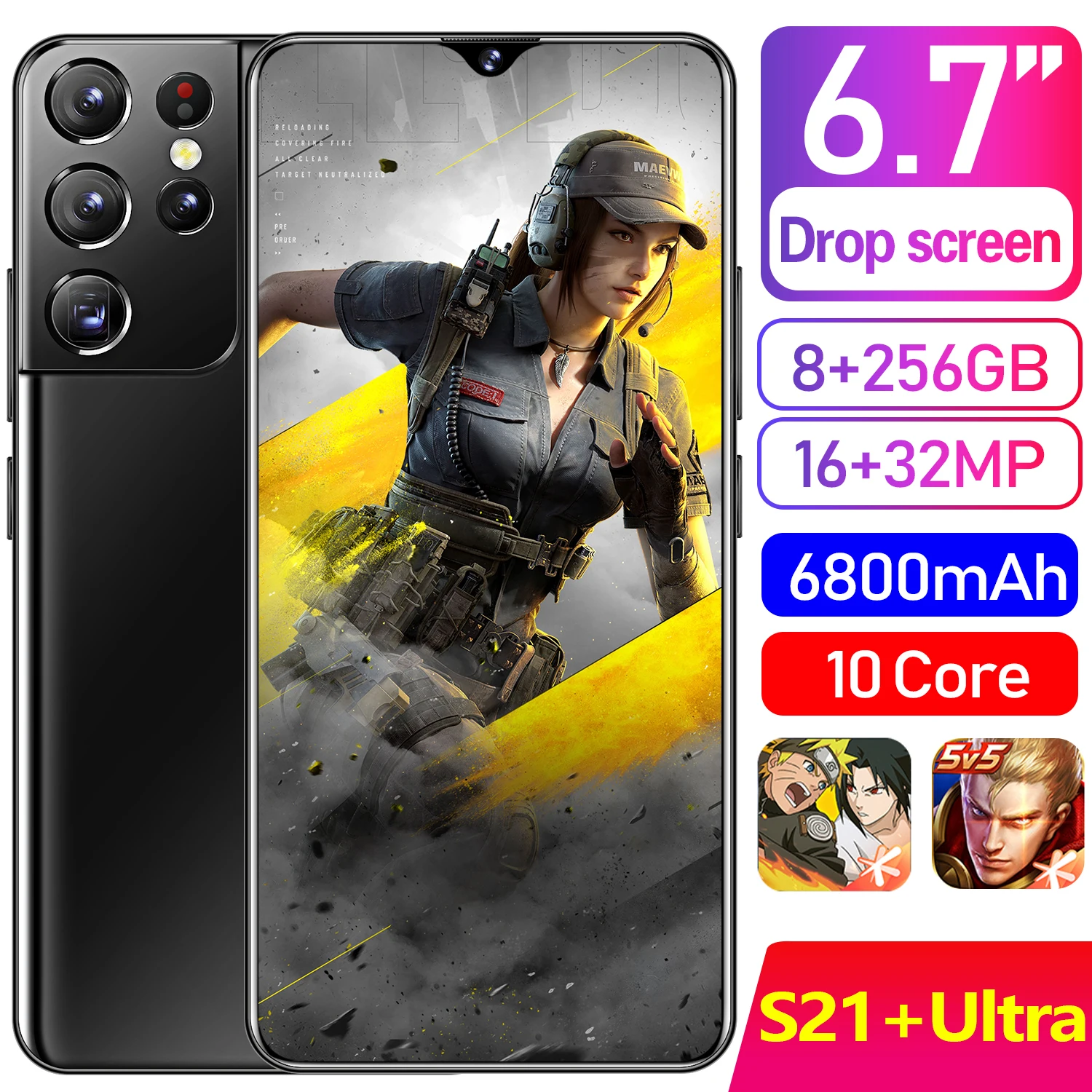 

Samsug S21+ Ultra Hot Selling 16GB 512GB 6800mAh 6.7Inch MTK6889 4G LTE 5G SmartPhone Network 11 Core Newest Cellphone GPS Wifi