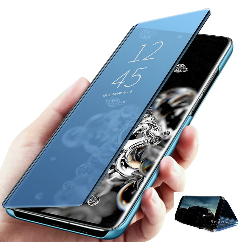 Умный зеркальный флип чехол для samsung galaxy s20 ultra s10e s10 s9 s8 s7 s6 edge plus с подставкой sansung