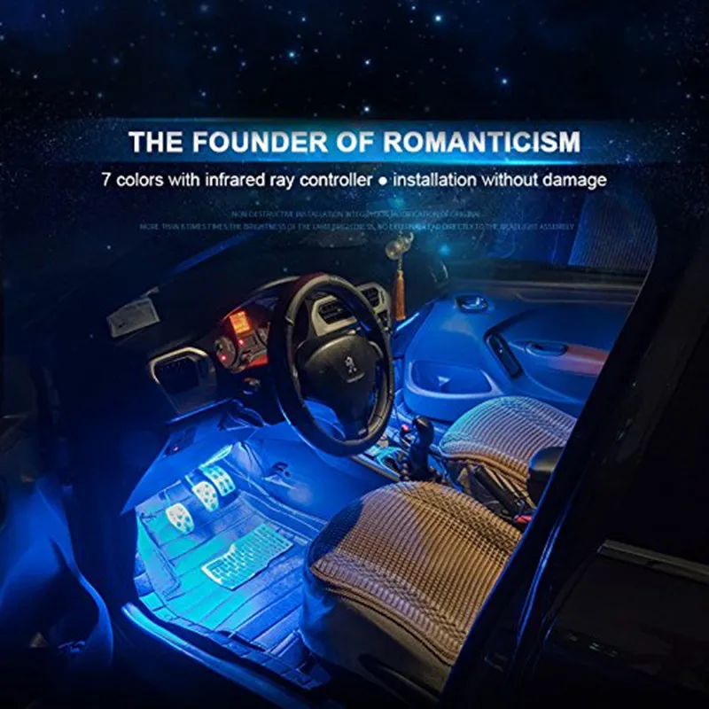 Car Interior Atmosphere LED Light Multi Color RGB Voice Sensor Sound Music Control Decoration Decorative Lamp Lighting | Автомобили и