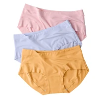 modal ladies underwear women cotton crotch antibacterial seamless middle waist plus size breathable soft briefs underpants