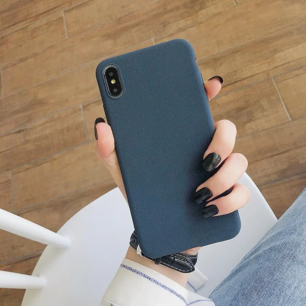 Navy Ультратонкий матовый чехол с песчаником для iPhone 11 Pro Max scrip, мягкая задняя крышка для iPhone 11, 6 S, 7, 8, XR, XS Max Plus, тонкие чехлы для телефонов - Цвет: Navy