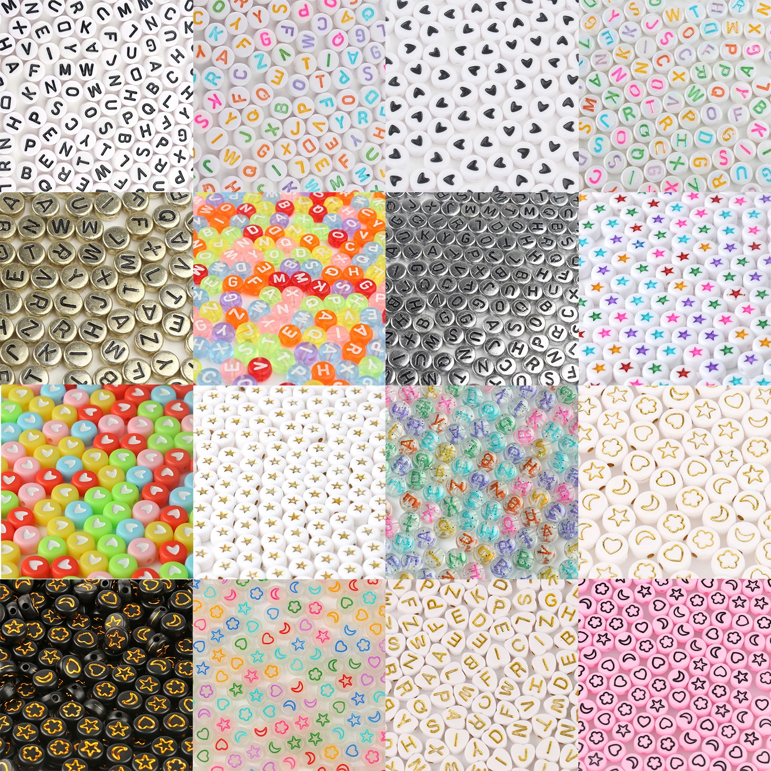 

Mixed Color Letter Acrylic Beads Round Flat Alphabet Loose Spacer Beads For Jewelry Making Handmade Diy Bracelet Accessories