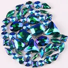 Серебристая оправа для когтей, 50 шт.пакет, 11 форм, смешанные изумрудные стеклянные стразы для шитья, свадебные сумки для обуви, сделай сам