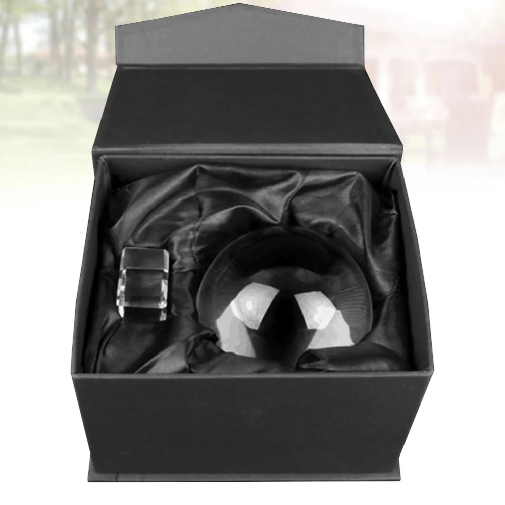 

Transparent Crystal Display Glass Ornament for Decoration Transparent Base and Red Gift Box