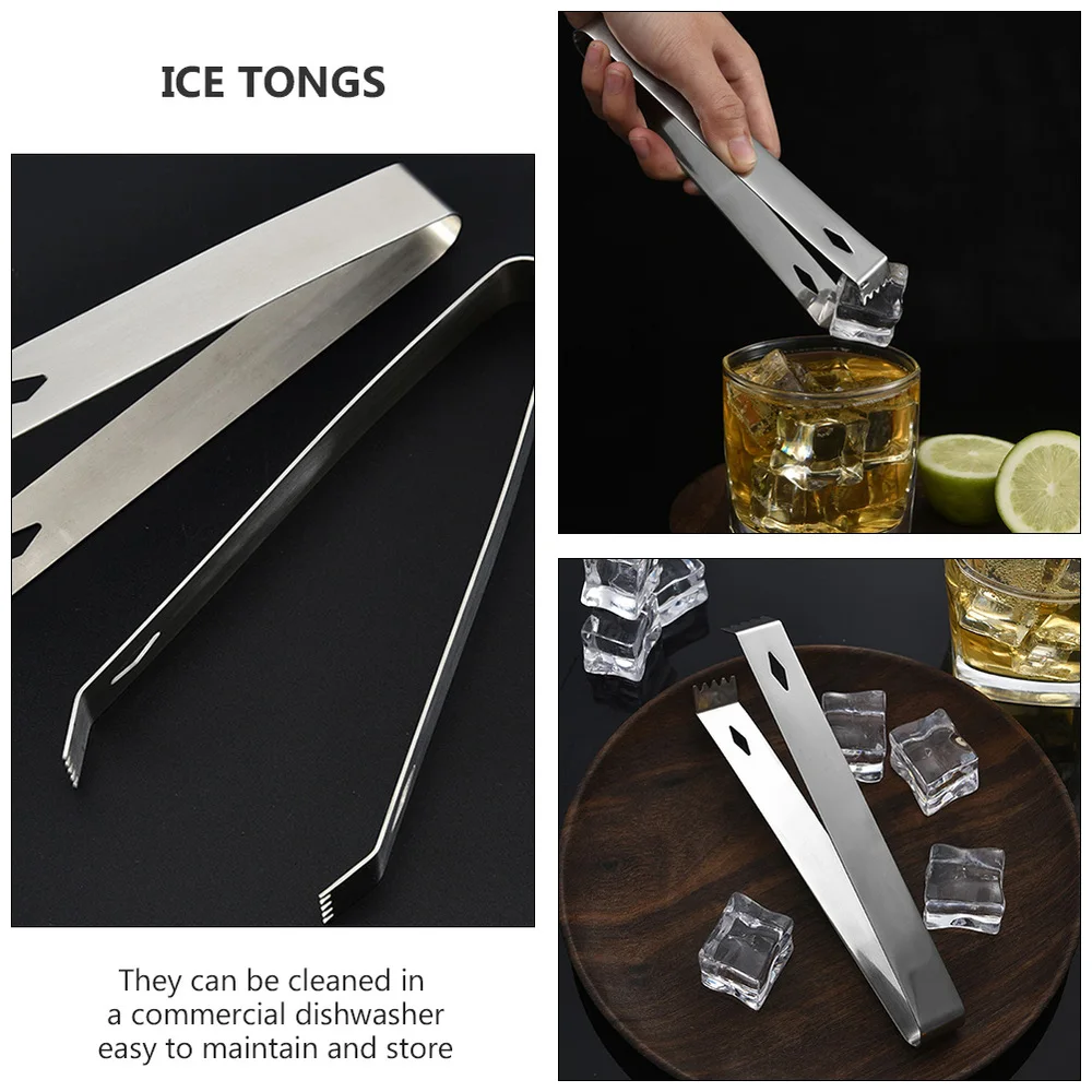 

1 Set 4Pcs Stainless Steel Ice Cube Tongs Bar Coffee Sugar Tongs (Silver)