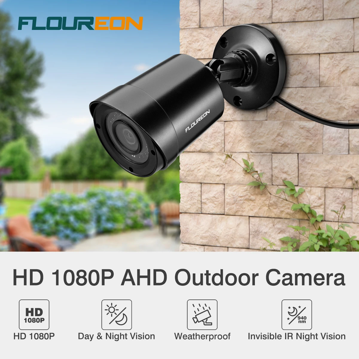 FLOUREON наружная IP камера безопасности 1080P HD 3000TVL наблюдения видео Невидимый ИК