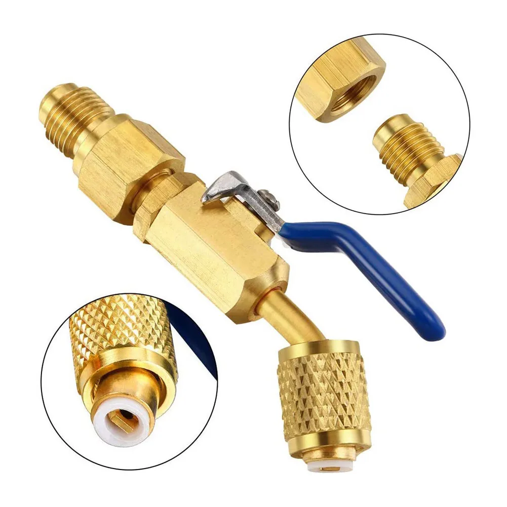 

6 Pieces Air Conditioning Refrigerant Angled Compact Ball Valve 1/4 Inch For R410A R134A R12 R22 AC HVAC Charging Hoses Manifold
