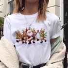 Новая Милая футболка Maycaur с оленем, Санта-Клаусом, женская модная Рождественская футболка в стиле Харадзюку с коротким рукавом, белая футболка, топы, одежда
