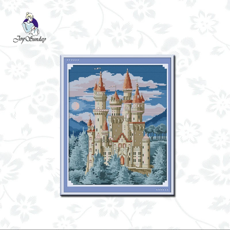 

Joy Sunday,Castle Scenery Style Cross Stitch kit 11CT Printed Fabric14CT White Fabric,Cross Stitches Needlework Embroidery Kit