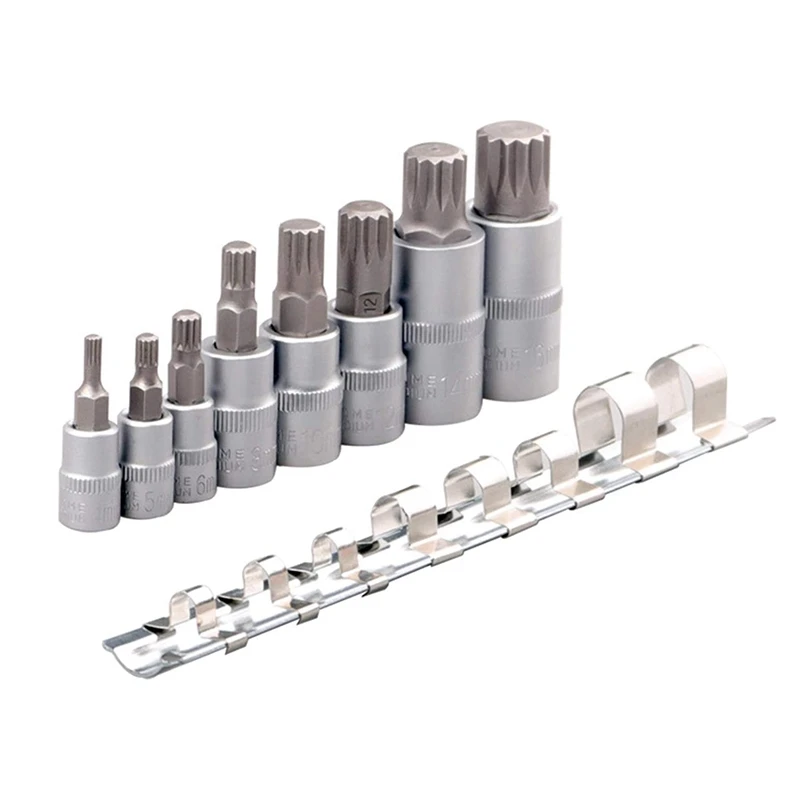 

8 Pcs 1/4Inch 3/8Inch 1/2Inch Torx Bit Socket Set Adapter Spline Bits Universal Head for Torque Spanner Ratchet Wrench