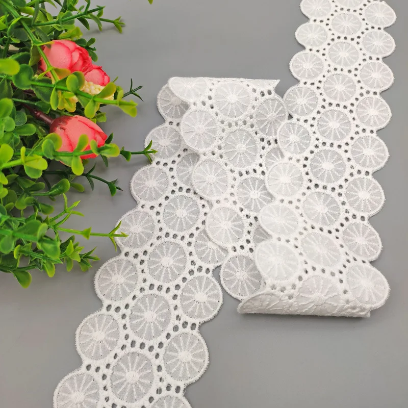 

6cm*5yards flower hollow embroidered cotton lace trims DIY Sewing white lace trimming ribbon DIY clothes accessories