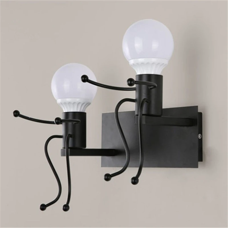 Современная настенная лампа-робот с двумя головками интерьерная креативная