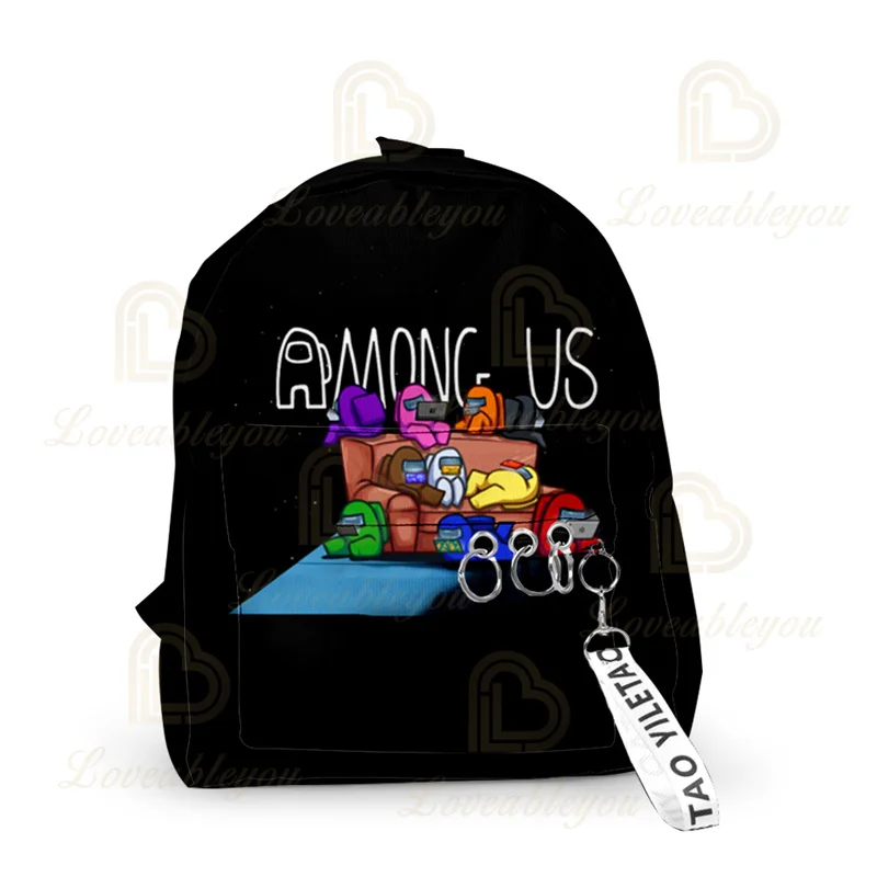 

Game Crewmate Backpacks Small Bags Unisex Colors 3D Oxford Waterproof Key Chain Accessories Cute Kawaii Boys Girls School Bags