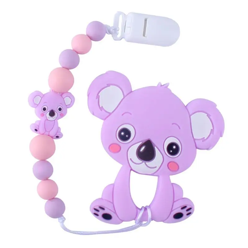 

Cute Infants Molar Toy Cartoon Animal Koala Tooth Gel Pacifier Chain Newborn Baby Silicone Teether Bathing Gifts