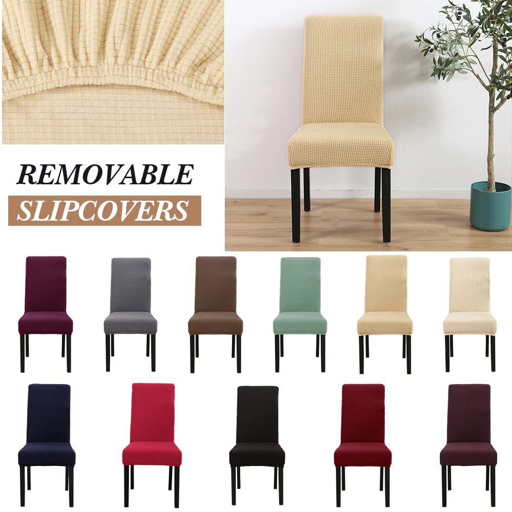 SearchI растягивающийся спандекс съемный обеденный сплошной цвет чехлы на стулья