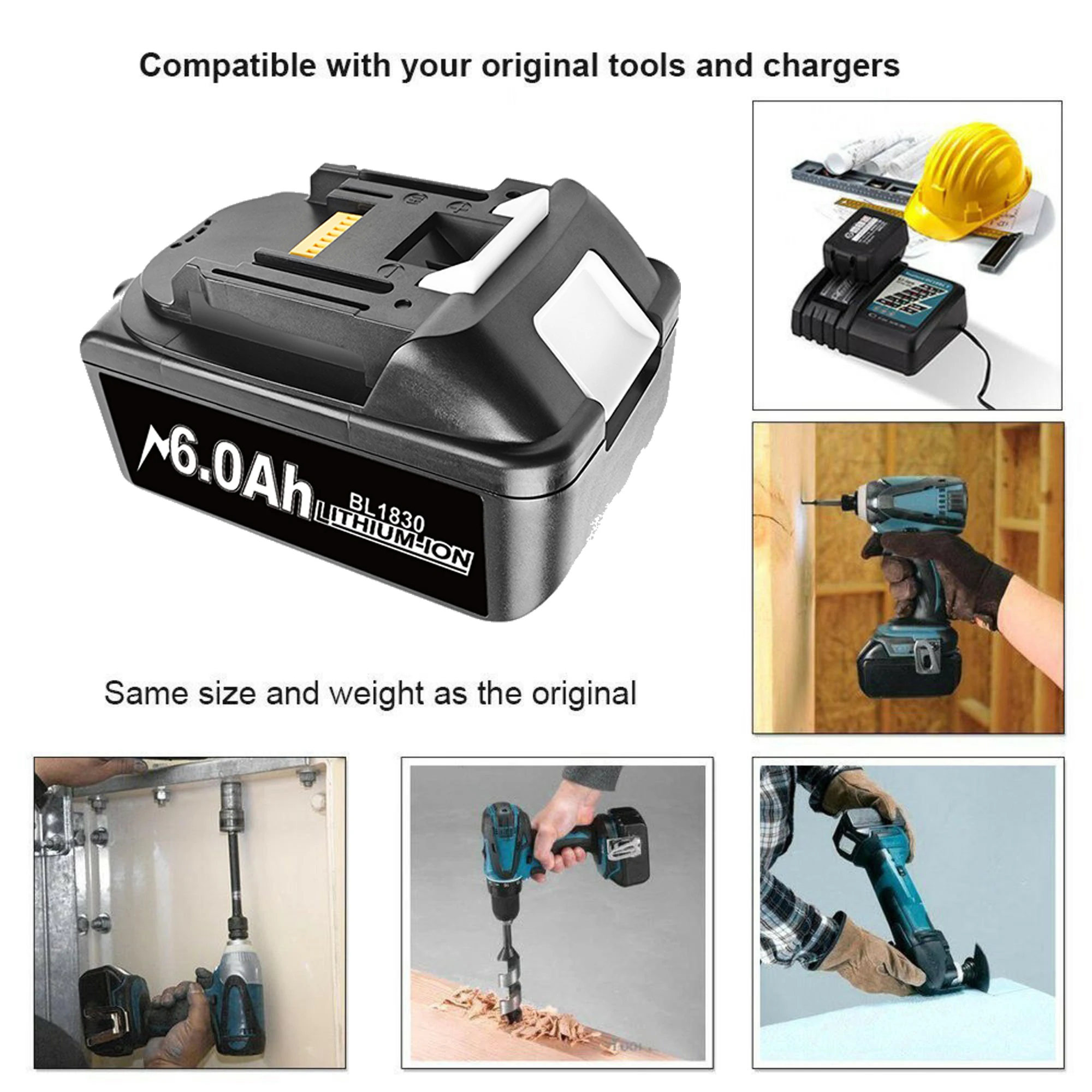 

Bonacell Newest Version BL1860 18V 4000mAh Li ion Rechargeable Battery for Makita Battery 18 V BL1830 BL1840 BL1850 BL1860B L70