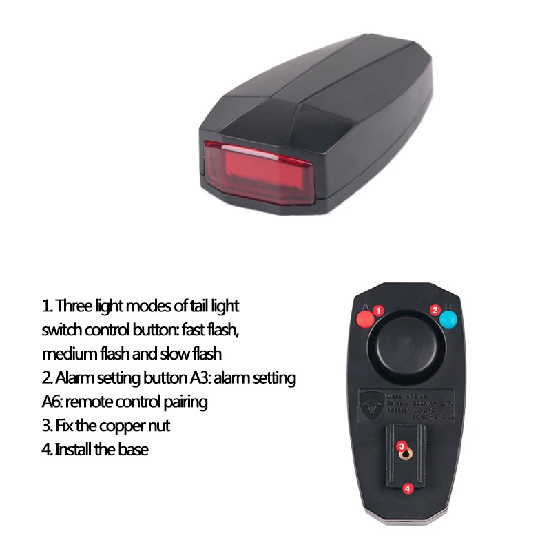 Велосипедный задний светильник водонепроницаемый светодиодный Предупреждение