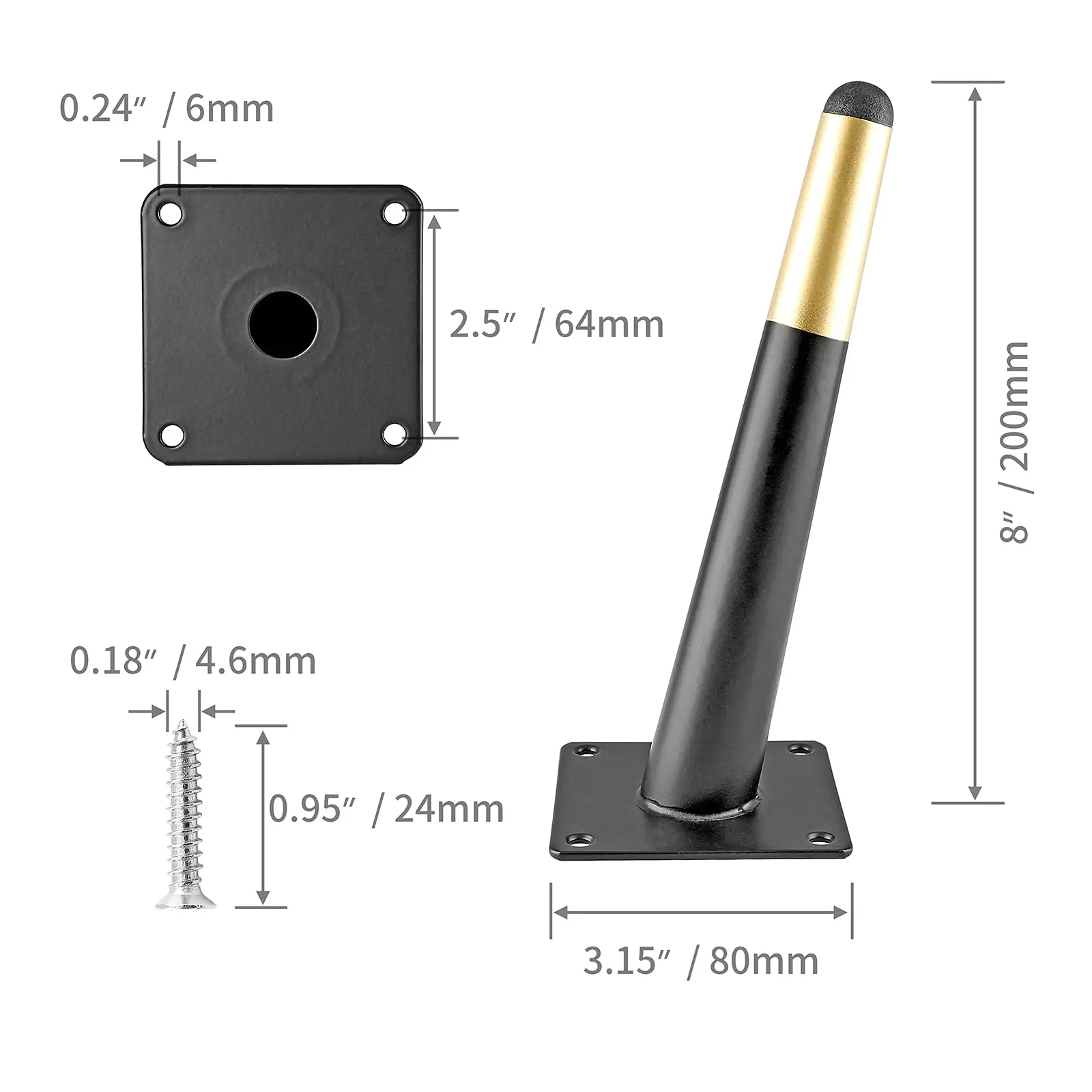4 шт. конические ножки для мебели 8 дюймов|Мебельные ножки| |