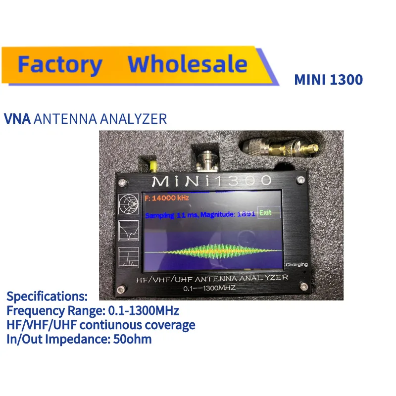 MINI1300 5V/1.5A HF VHF UHF антенный анализатор 0 1-1300MHZ счетчик частоты SWR метр 1-1999 с 4 3 &quotTFT LCD