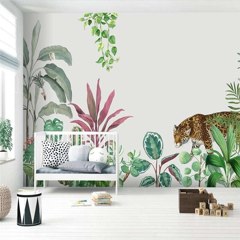 

beibehang custom Tropical plant tiger wall paper mural living room decoration papel de parede 3d wallpapers for walls plant