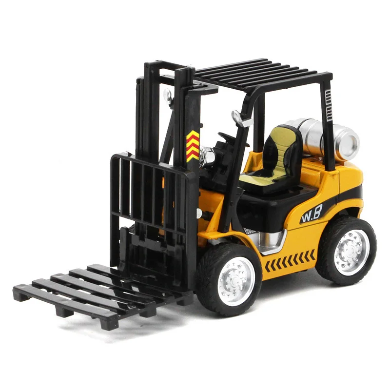 

Quality 1:24 Diecast Construction Forklift Hoist Model Cars Boy Truck Toys with Pull Back Function Sound Light for Kids Gift Box