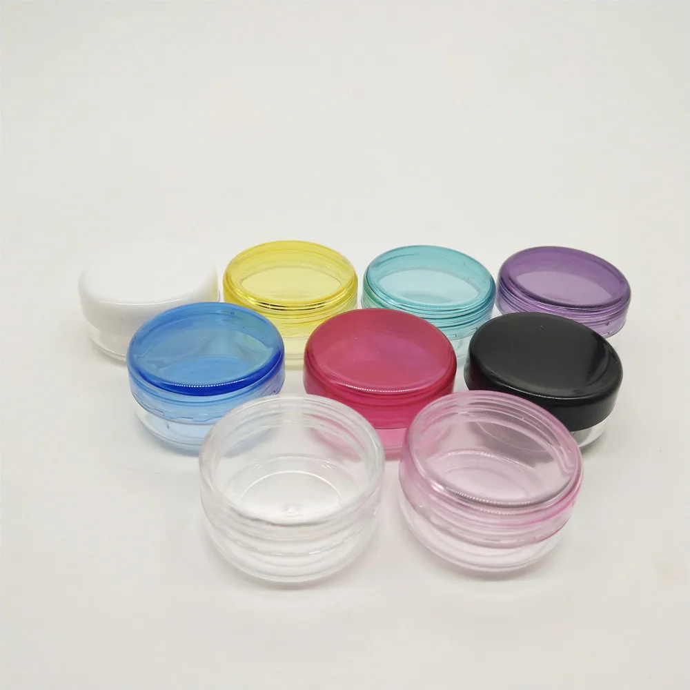 

Free Ship Colorful 100Pcs 3g Cosmetic Empty Jar Pot Eyeshadow Makeup Face Cream Lip Balm Container Sample Plastic Bottle MR-C-55