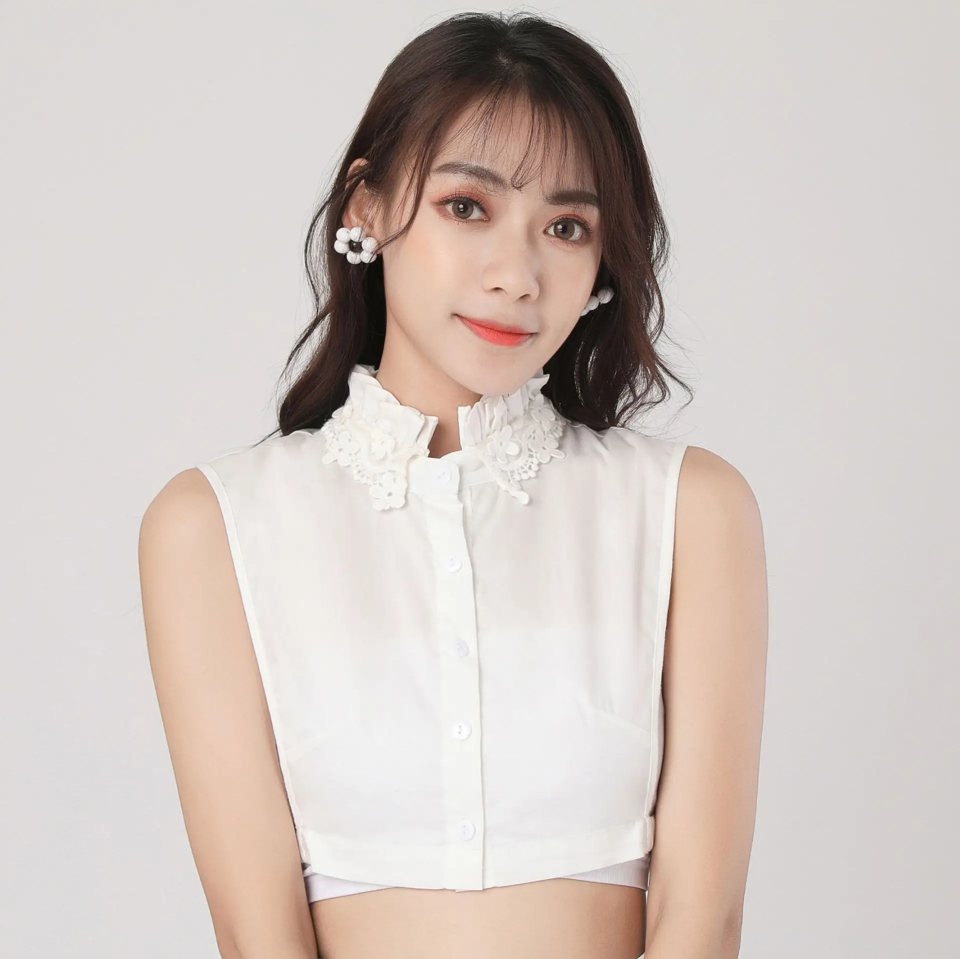 

Women White Stand Fake Collars Blouse Half Shirt Top Detachable Collar Femme Removable False Collars Neckwear Accessories