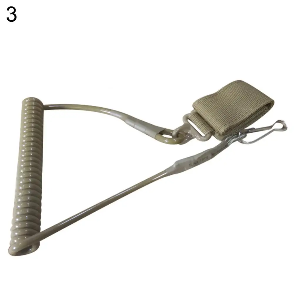 

40%HOT Outdoor Tactical Spring String Buckle Key Chain Safety Cord Carabiner Hook Strap