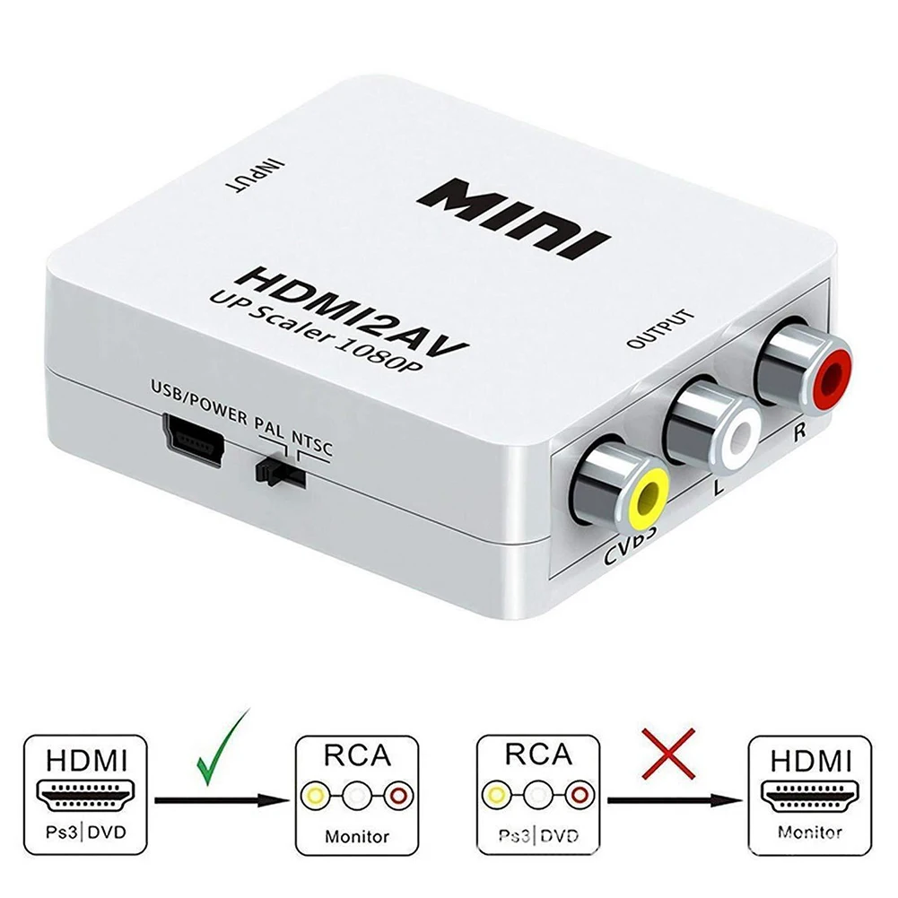 Адаптер HDMI в AV RCA CVBS 1080P Upscaler композитный HDTV Аудио Видео адаптер