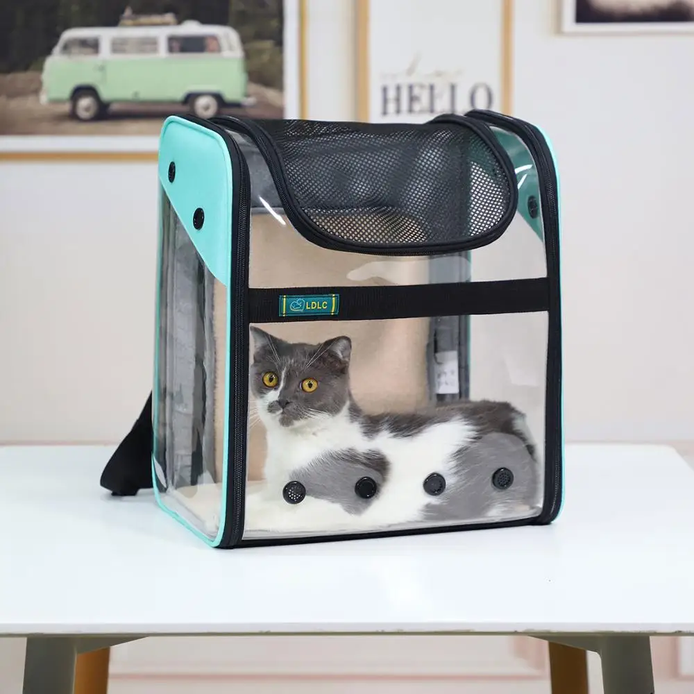 

Out portable pet supplies transparent pet bag PVC expansion pet backpack portable folding space pet bag